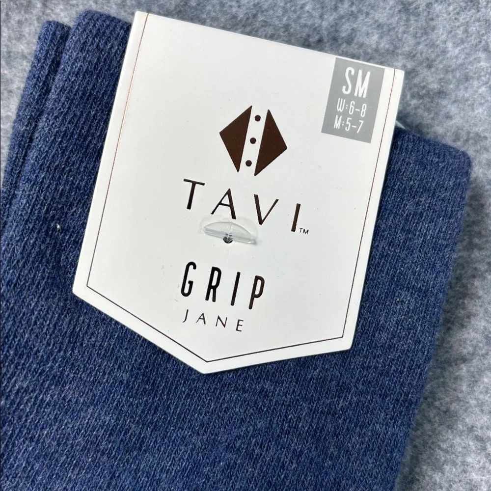 Tavi Grip  Jane non slip grip organic cotton  Socks in Blue small 6-8
